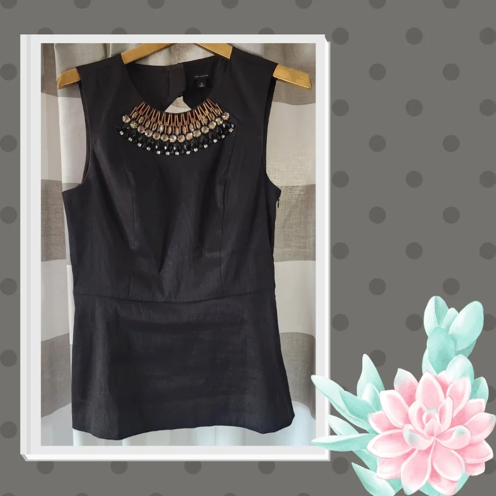 Ann Taylor Peplum Semi Openback With Jewel Neck - Picture 1 of 4